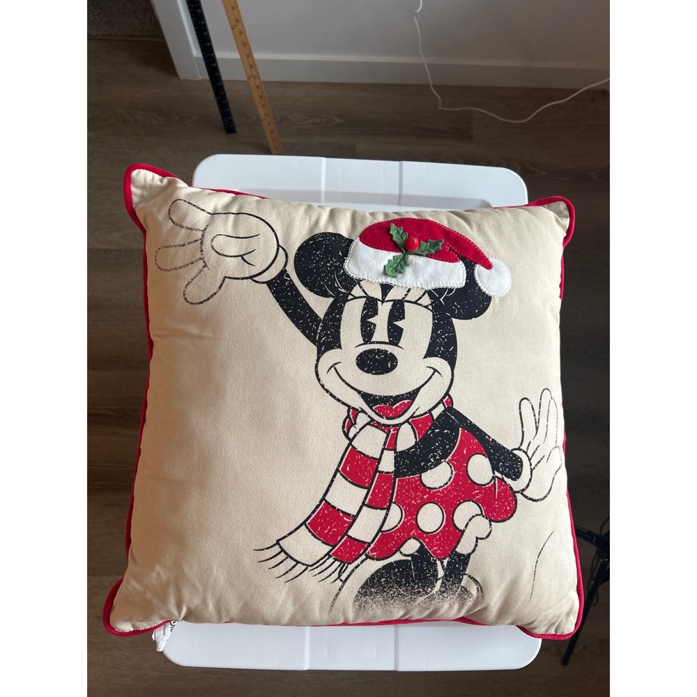 Disney Beige Christmas‎ Minnie Mouse Throw Pillow